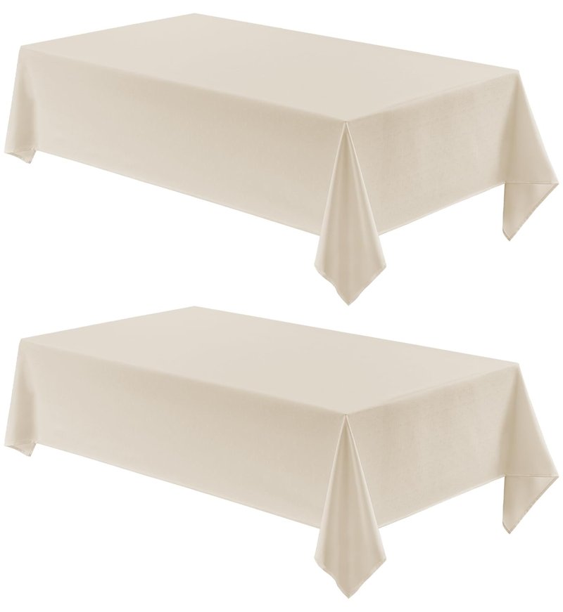Veblandy 2 Pack Rectangle Tablecloth, 60x120 inch, Water Resistant Wrinkle Free Linen Textured Table Cloth Washable, Decorative Fabric Table Cover for Dining, Party and Camping, Beige