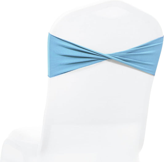 MDS Spandex Chair Sashes - Elastic Stretch Bands for Weddings & Events | Pack of 10 - Blue