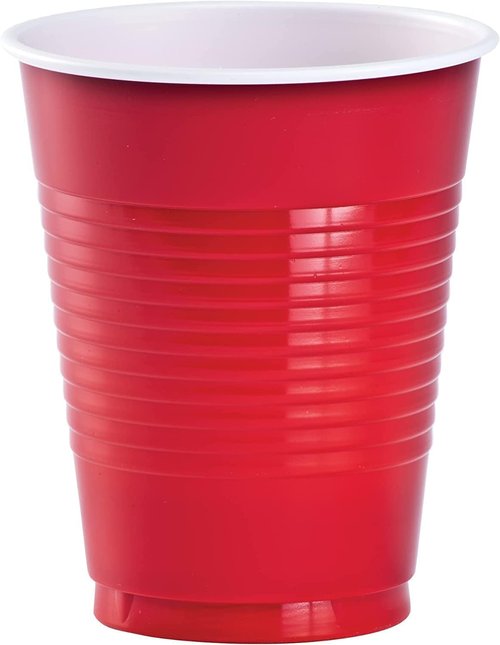 Hanna K. Signature Disposable Plastic Party Cups, Heavy-Duty 18 oz Red Cups, 50 Count