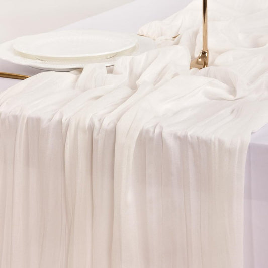Socomi 15pcs Ivory White Cheesecloth Table Runner Valentine's Day Boho Rustic Gauze 120 inch 10FT Cheese Cloth Runner for Wedding Party Baby Shower Birthday Home Decor Holiday Decorations