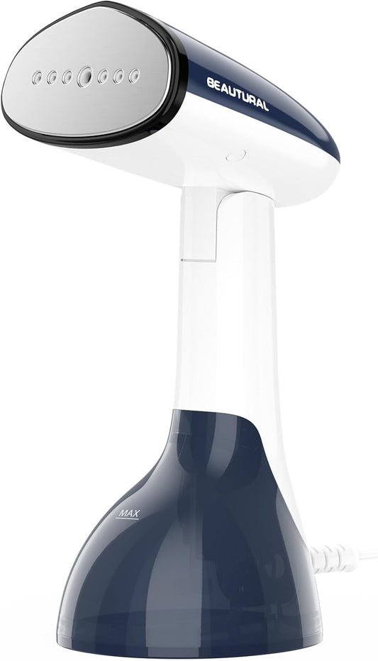 Beautural Portable Handheld Clothes Steamer - Fast 35-Second Heat-Up, Large Water Tank, Blue
