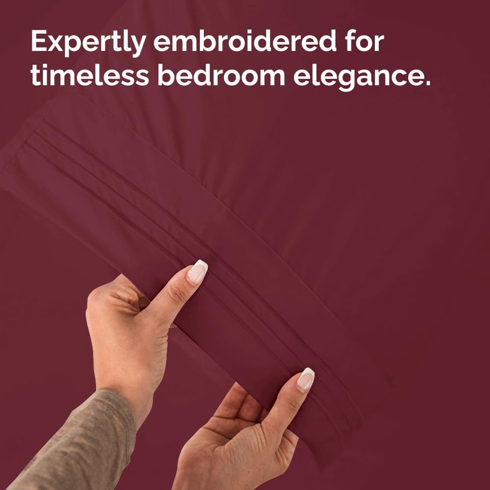 King Pillow Cases by Luxurious Living - Ultra Soft Hotel Quality - Wrinkle Free & Stain Resistant - 10 Pcs Set in Burgundy