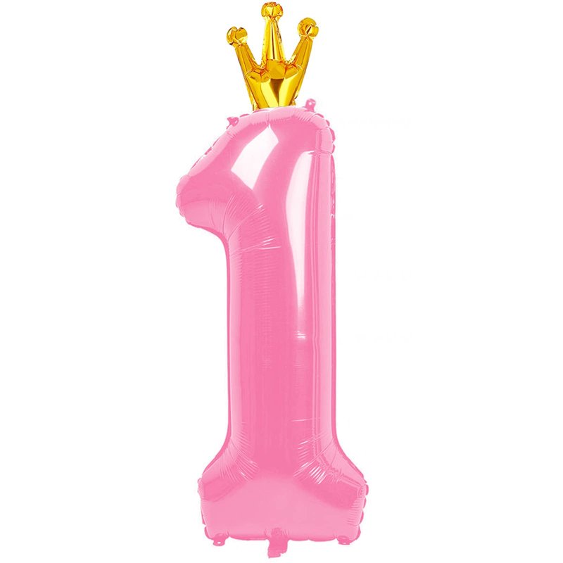 40 Inch Number Balloon 1 for First Birthday, One Giant Balloons, Pink Baby Girl 1st Birthday Decorations, 1 16 18 21 Bday Balloons