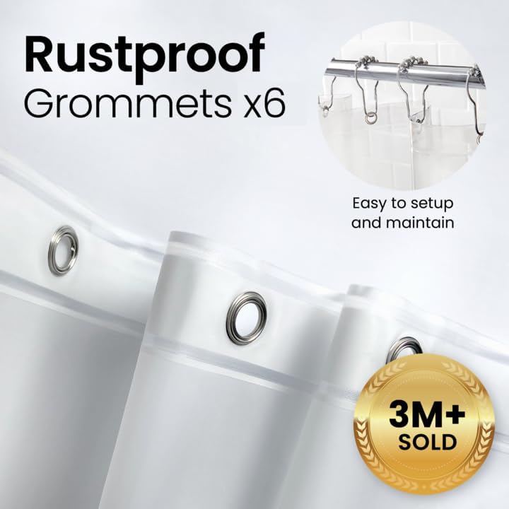 LiBa Waterproof Shower Curtain - Premium Non-Toxic PEVA with Rust-Proof Grommets | Heavy Duty White 72x84