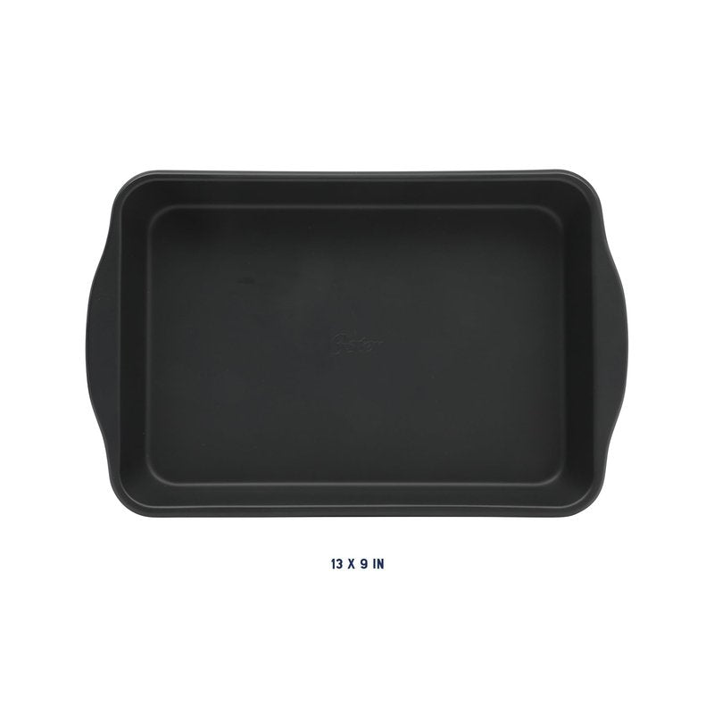 Oster Teston 13 x 9 Inch Rectangular Baking Pan, Nonstick Carbon Steel Cake Pan, Matte Black, PFAS-Free, Oven-Safe, Easy Clean Bakeware