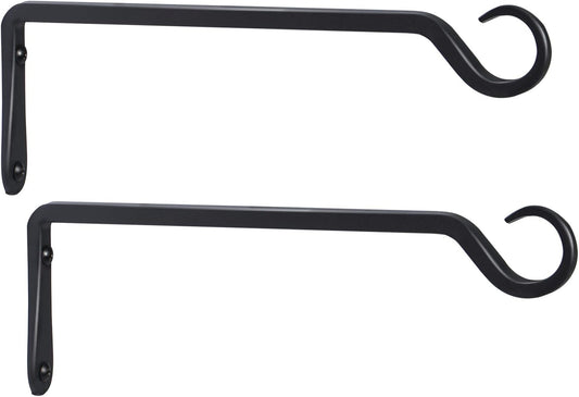 AILIN YELOKIE Premium Forged Wall Hooks - Sturdy 12-Inch Brackets for Plants & Lanterns | Elegant Black Finish