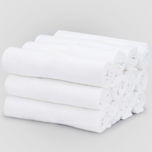TEXAS LINEN CO. Flour Sack Towels [28" x 28", 12 Pack] Highly Absorbent 100% Cotton White Kitchen Tea Towels for Cleaning & Drying, Bread Proofing, Crafting, Embroidery, Quick Dry Dish Towel Set