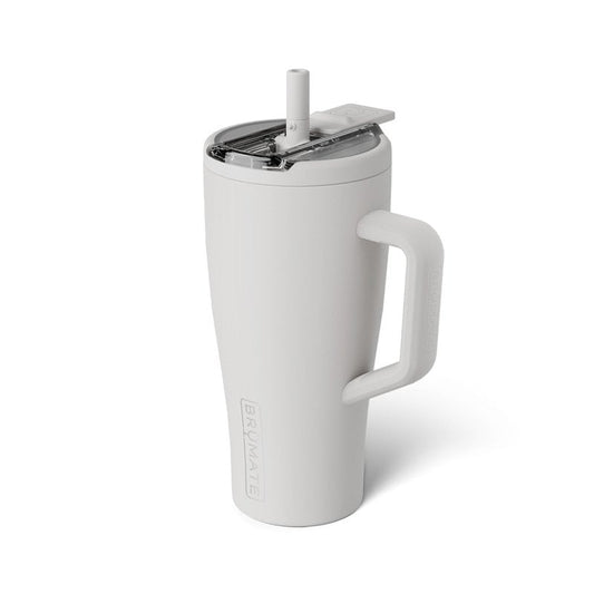 BrüMate Era Flip 30oz Tumbler with 100% Leakproof Covered Straw Lid | Hygienic Covered Straw | Insulated Stainless Steel Water Bottle with Handle | Cup Holder Friendly | BPA-Free (Dune)