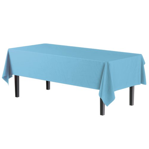 Exquisite Party Solids 6-Pack Premium Plastic Tablecloth 54in. x 108in. Rectangle Plastic Table Cover - Sky Blue