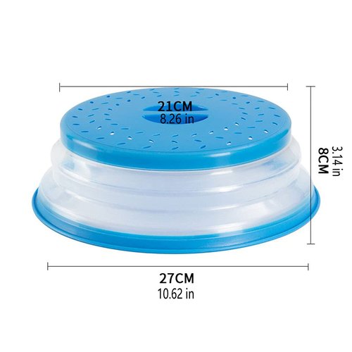 Collapsible Microwave Splatter Cover, 10.5 Inch, Dishwasher-safe, Microwave Plate Cover With Steam Vent，BPA-Free Silicone & Plastic(black)