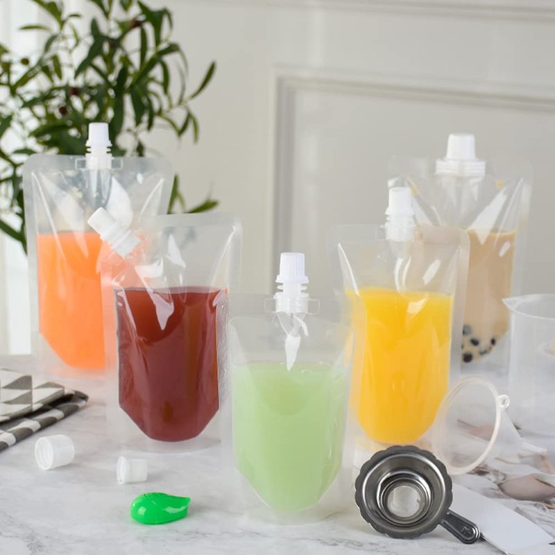 Juice Travel Plastic Bags Portable Collapsible Beverage Bag | Leakproof Foldable Water Carrier for Outdoor Hiking, Camping & Seed Storage | Food-Grade BPA-Free Liquid Container