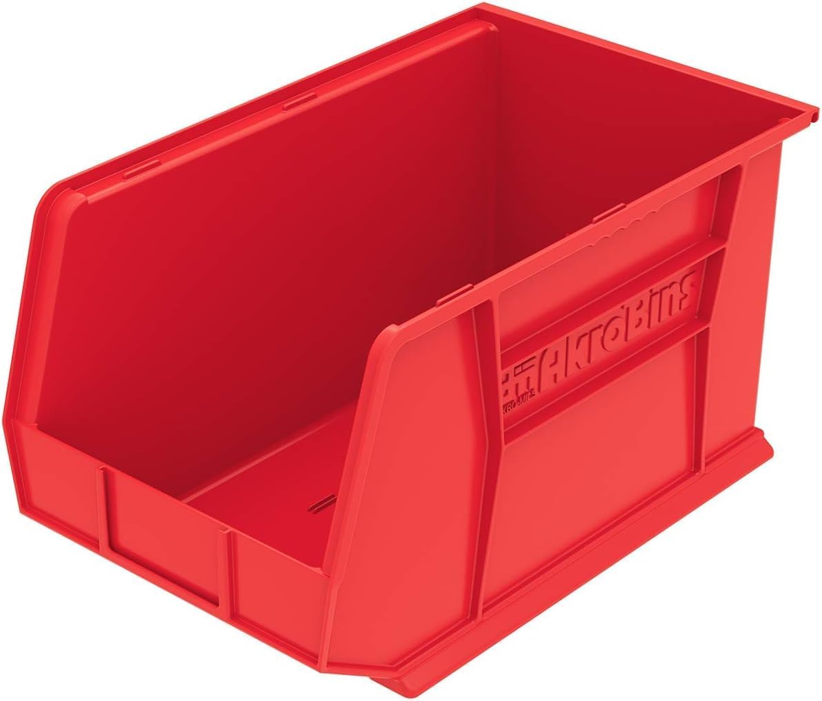 Akro-Mils Plastic Storage Bins - Space-Saving Stackable Organizers for Garage & Pantry | 18" x 11" x 10", Red, 6-Pack