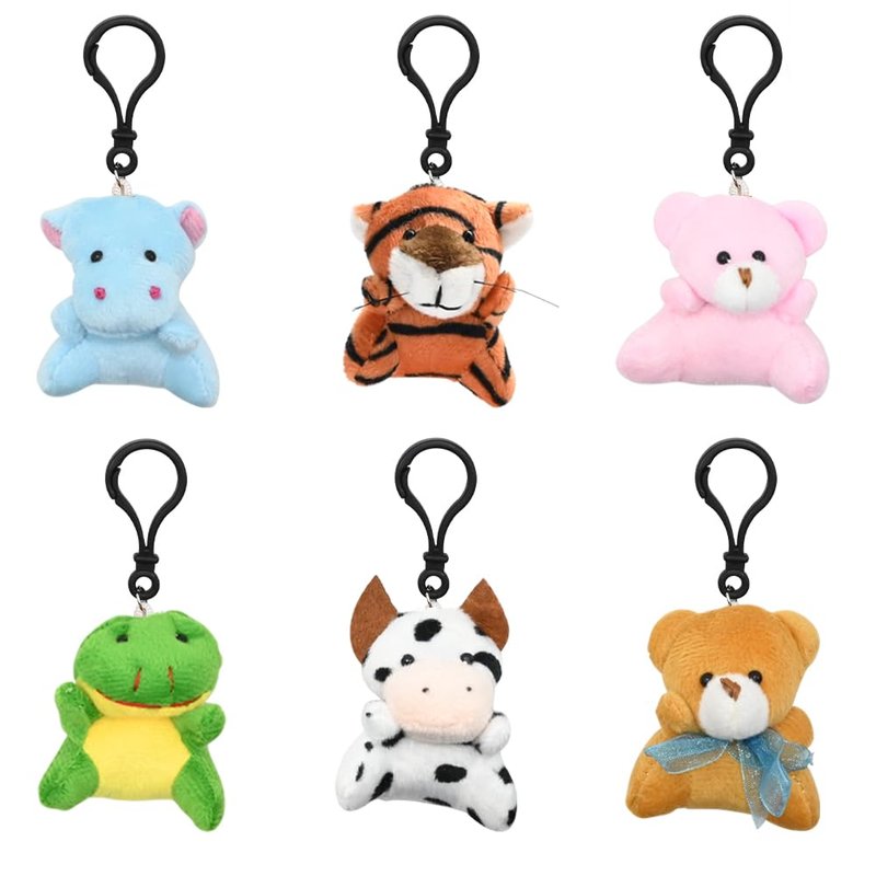 LUKBERA 28Packs Plush Animals Keychain, Stuffed Animals Keychain Toys for Easter Egg Fillers Classroom Exchange Gifts Goodie Bag