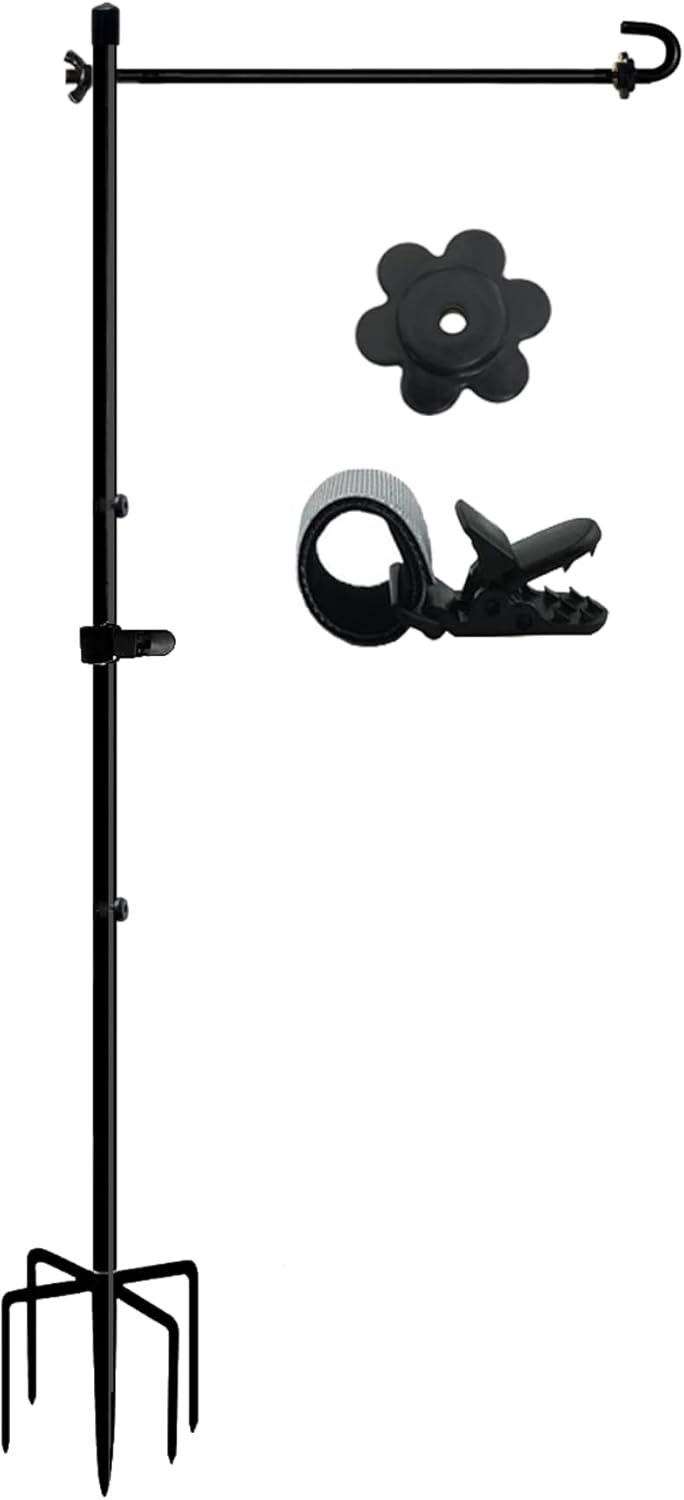 LCCBRO Garden Flag Stand - Heavy Duty No Spin Holder for 12 x 18 Flags | Sturdy 5 Prong Base