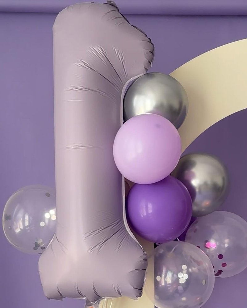 Lilac 4 Balloon, Number Balloons 40 Inch, Lavender 4th Birthday Decorations for Girls Four Large Numbers for Party Decor, Number 4 Balloon
