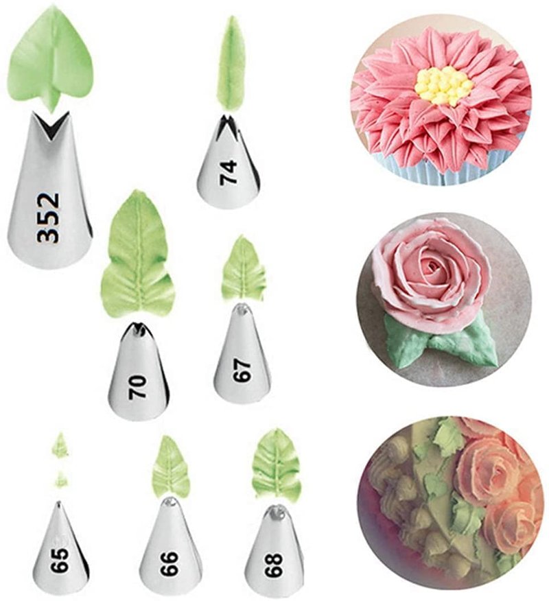 Russian Piping Tips Set, Airlxf Stainless Steel Flower Cake Cupcake Decorating Supplies Kit Flower Frosting Tips DIY Icing Piping Tips for Cake Decorating (7 PCS Leaf Tips)