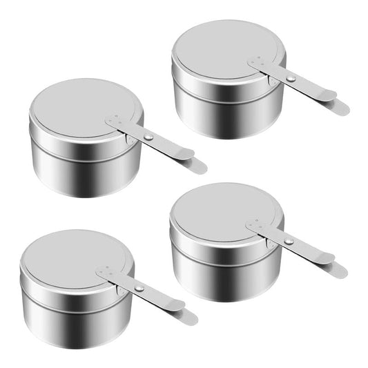 Stainless Steel Fuel Holder, Chafing Wick Fuel Holder with Cover, Buffet Warmer Warming Trays Perfect for Buffets Catering Events Party Supplies (4)