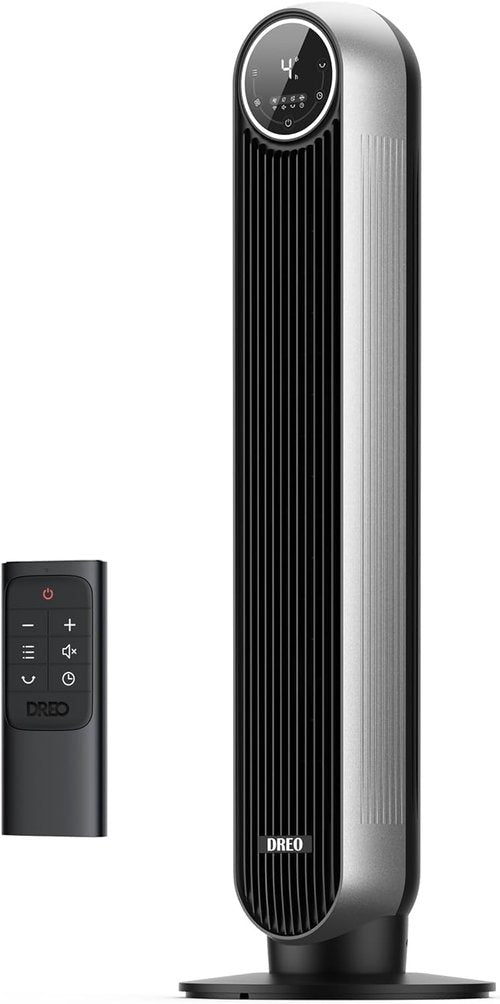 DREO Bladeless Tower Fan - Ultra Quiet with 4 Speeds & 90° Oscillation | 25ft/s Airflow, Silver