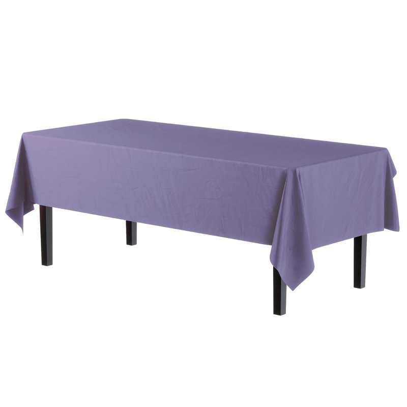 Party Solids Pack Of 6 Premium Plastic Tablecloth 54 Inch x 108 Inch Rectangle Plastic Table Cover - Lavender