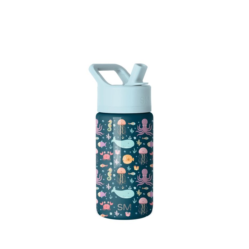 Simple Modern Kids Summit Water Bottle with Straw Lid | 14oz Stainless Steel Cup Insulated Tumbler for Toddlers, School | Under the Sea