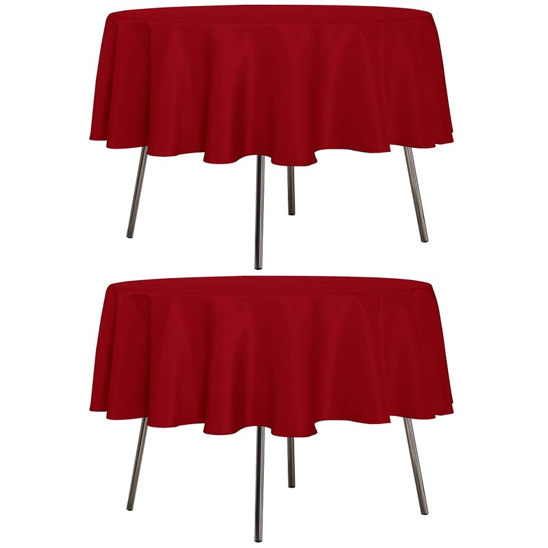 sancua 2 Pack Round Tablecloth 60 Inch Red, Stain and Wrinkle Resistant Table Cloth - Washable Polyester Table Cover for Dining Tables, Buffet Parties and Camping