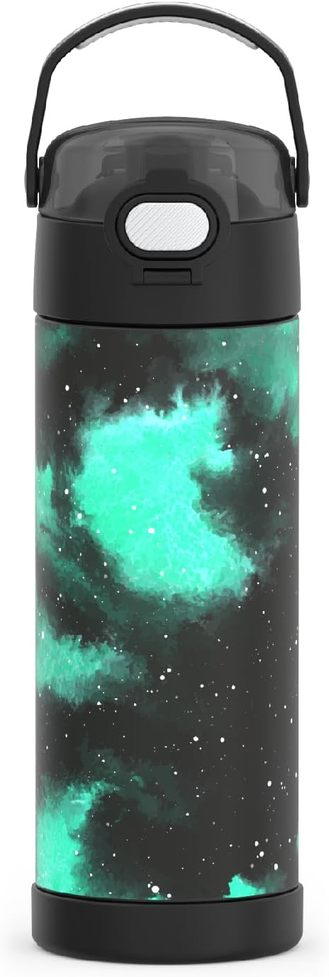 THERMOS FUNTAINER 16 Ounce Stainless Steel Insulated Bottle - Galaxy Green, Wide Spout Lid