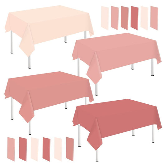 Whaline 16Pcs Pink Plastic Tablecloth 4 Pink Series Colors Rectangle Table Cover Waterproof Table Cloth for Birthday Wedding Parties Decorations Supplies, 54 x 108 Inch