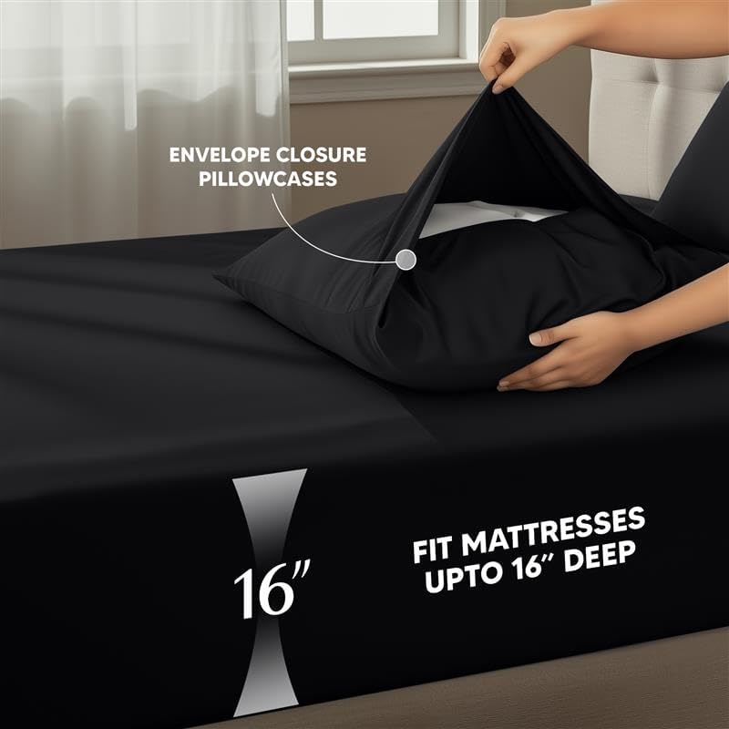 Utopia Bedding Full Sheet Set - Soft & Breathable 4-Piece Microfiber Bed Sheets for Full Size Bed | Black