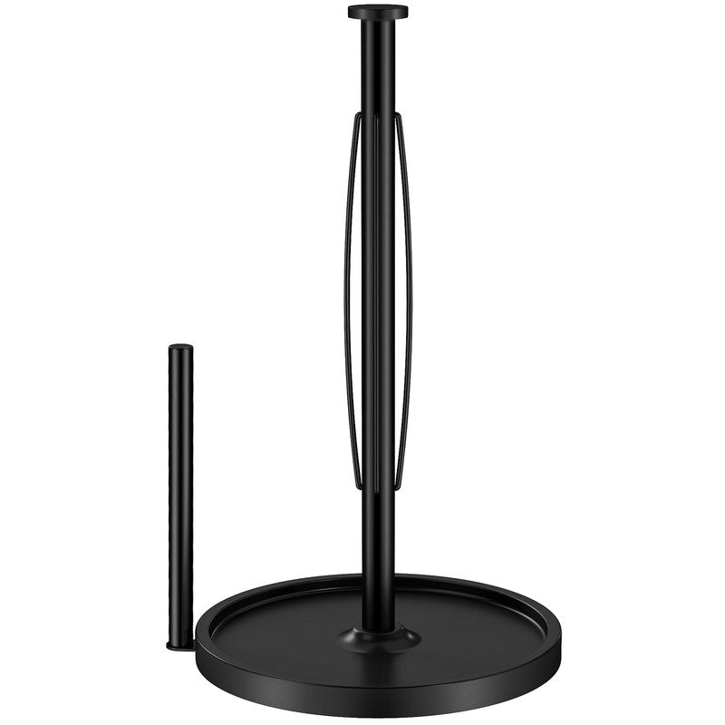 Paper Towel Holder Countertop, Stainless Steel Paper Towel Holder for Kitchen Roll Dispenser, Freestanding Paper Towel Holders with EVA Non Slip Base, Black