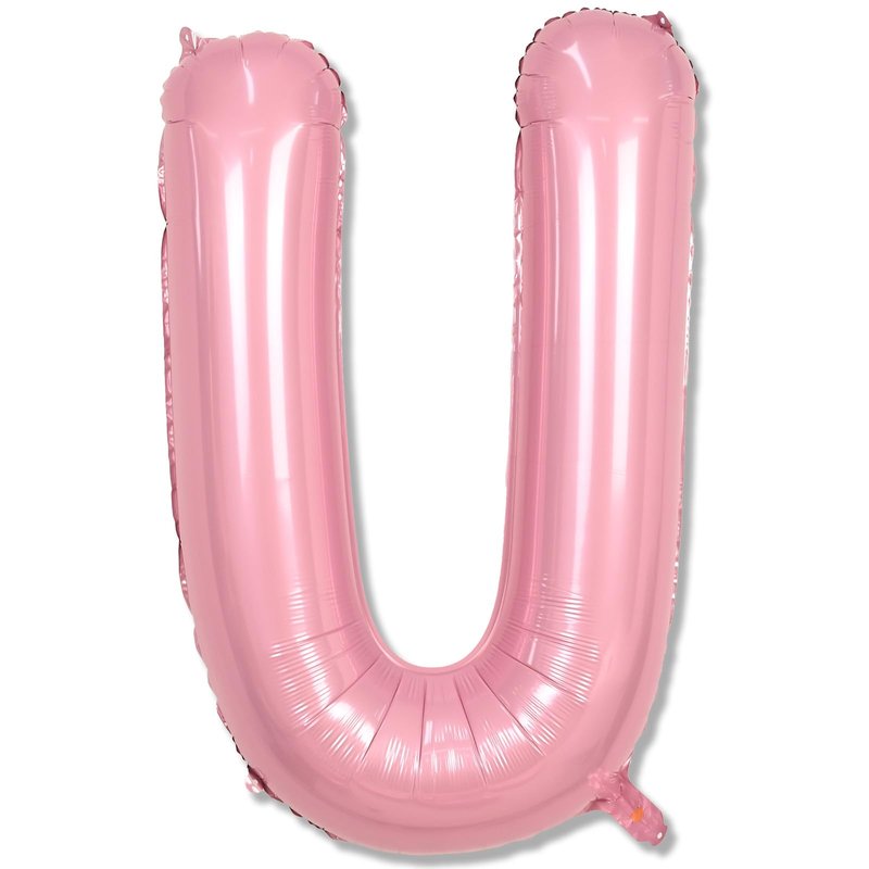 40 Inch Pastel Pink Letter Balloon U, Giant Custom Alphabet U Foil Balloon Baby Pink, Mylar Balloons Light Pink for Girls, Helium Alphabet U Balloons for Women Girls Birthday Party Decorations