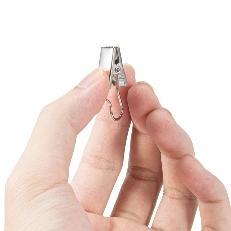 50 PCS Curtain Hooks Heavy Duty Clips, Stainless Steel Shower Curtain Clip with Hook for Vendor Display Supplies, Home Decoration, Hanging Photos, Art Craft Display (Silver)