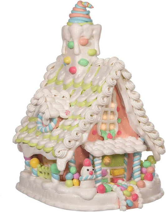 Kurt S. Adler 12.5-Inch Light-Up Pastel Gingerbread House - Battery-Operated Holiday Decor
