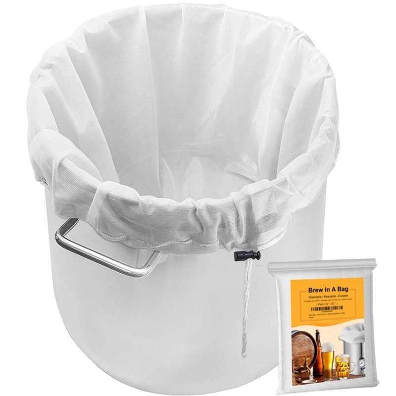 2 Pack Extra Large Brew Bag (31" x 31") - Reusable Fine Mesh Straining Bag for Beer Brewing, Wine & Cider Press - Heavy Duty Nylon Filter Bag with Drawstring, Fits Kettles up to 20" Diameter