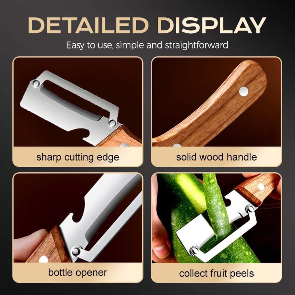 Skiennix 2-In-1 Multifunctional Vegetable Peeler - Thickened Stainless Steel Kitchen Tool | Includes Bottle Opener