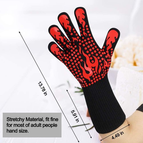 Comsmart BBQ Gloves - 1472°F Heat Resistant Silicone Grilling Gloves | Non-Slip Long Kitchen Gloves