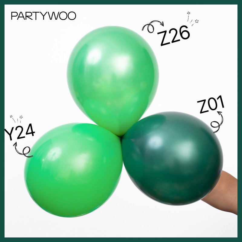 PartyWoo Pearl Dark Green Balloons 140pcs Different Sizes Pack of 18 12 10 5 Inch Pearl Emerald Hunter Forest Green Balloon Arch Kit for Jungle Dinosaur Theme Birthday Party Decorations Green-Z01