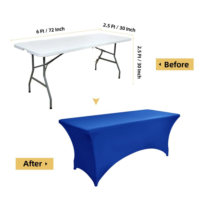 ZarzaaSik 2-Pack 4ft Spandex Table Covers for Rectangular Folding Tables - Wrinkle Resistant Stretch Tight Table Cloths - Ultimate Fitted Table Protector for Parties, Banquet, and Wedding