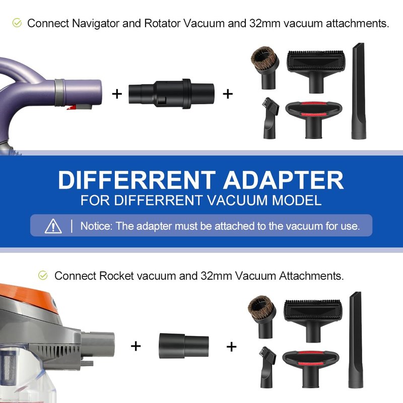 LANMU 1 1/4 Inch(32mm) Vacuum Attachments Compatible with Shark Navigator Lift-Away NV360 NV352 NV356E, NV501 & Rocket HV301 HV322 Vacuum, Accessories Kit with Adapter for Home, Car Interior Cleaning