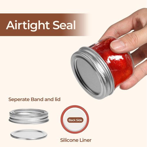 ComSaf Mini Mason Jars Bulk 4oz 16PCS, Regular Mouth Mason Jar with Lids and Seal Bands, Small Glass Canning Jar for Spice, Jam, Honey, Jelly, Dessert, Shower Wedding Favors, DIY Candles Decor