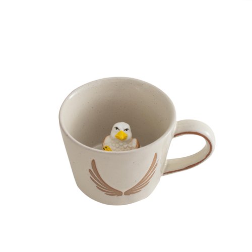 DIHOclub Eagle Coffee Cup Ceramic 3D Wild Animal Inside Mug,Cute Cartoon Handmade Figurine Mugs,Holiday and Birthday Gift for Coffee Milk Tea Lovers,12 OZ(Grey Eagle)