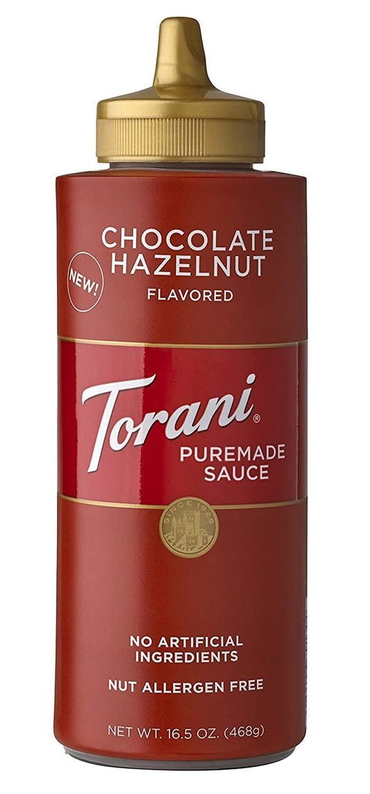 Torani Puremade Chocolate Hazelnut Sauce - Rich Flavor for Desserts | 16.5 OZ Bottle