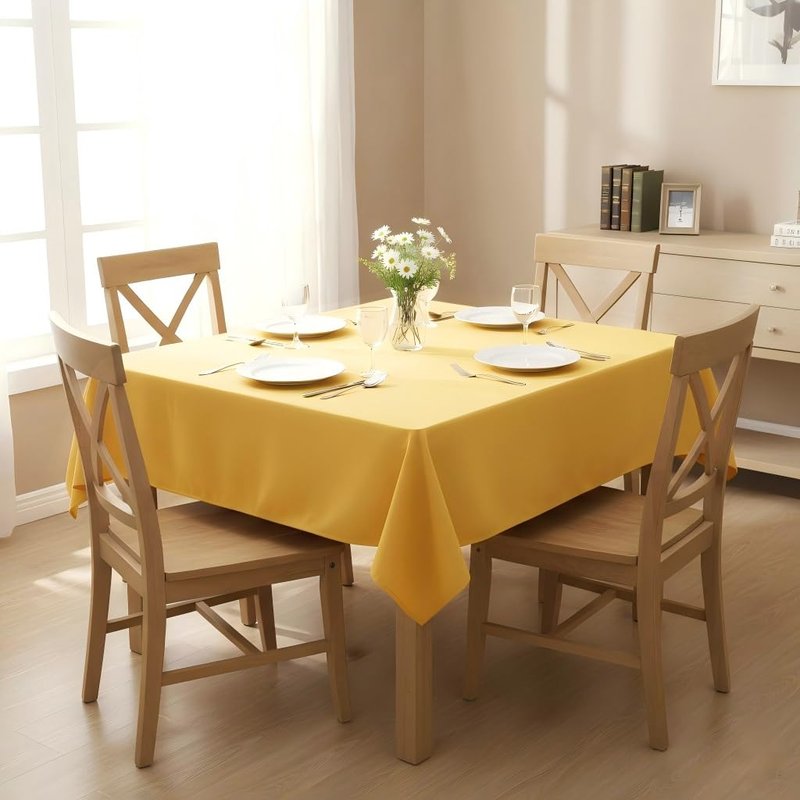 sancua Square Tablecloth - 54 x 54 Inch - Stain and Wrinkle Resistant Washable Polyester Table Cloth, Decorative Fabric Table Cover for Dining Tables, Buffet Parties and Camping, Yellow