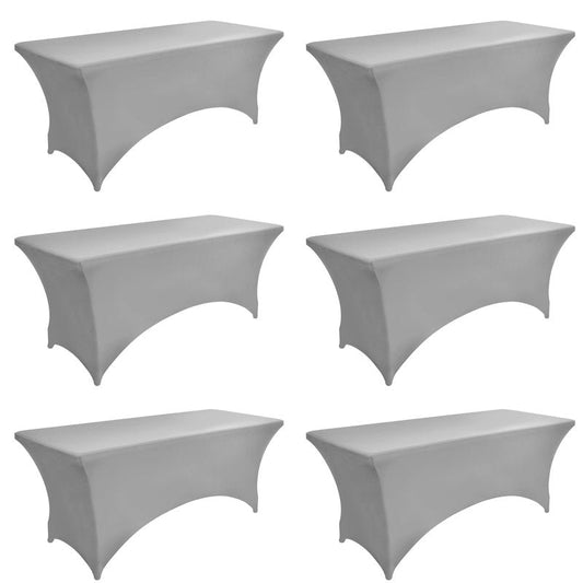 ZarzaaSik 113 6-Pack 6ft Spandex Table Covers for Rectangle Standard Folding Tables - Wrinkle Resistant Stretch Tablecloths - Ultimate Fitted Table Protector for Parties, Banquet, and Wedding