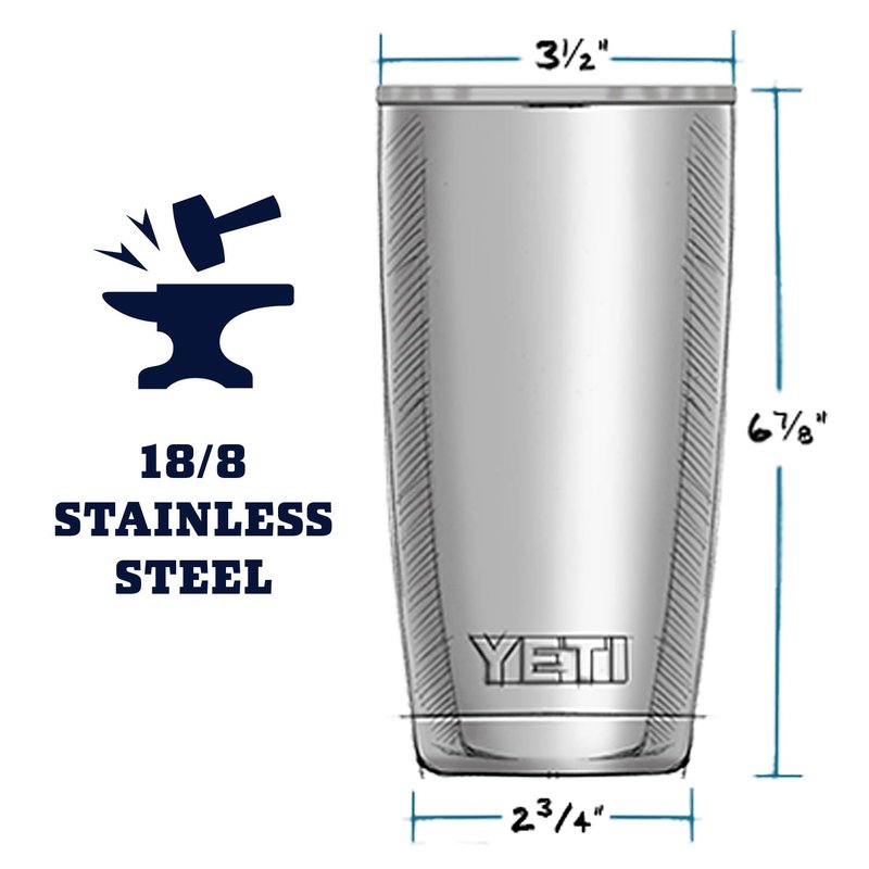 YETI Rambler 20 oz Tumbler, Stainless Steel, Vacuum Insulated with MagSlider Lid, Big Sky Blue