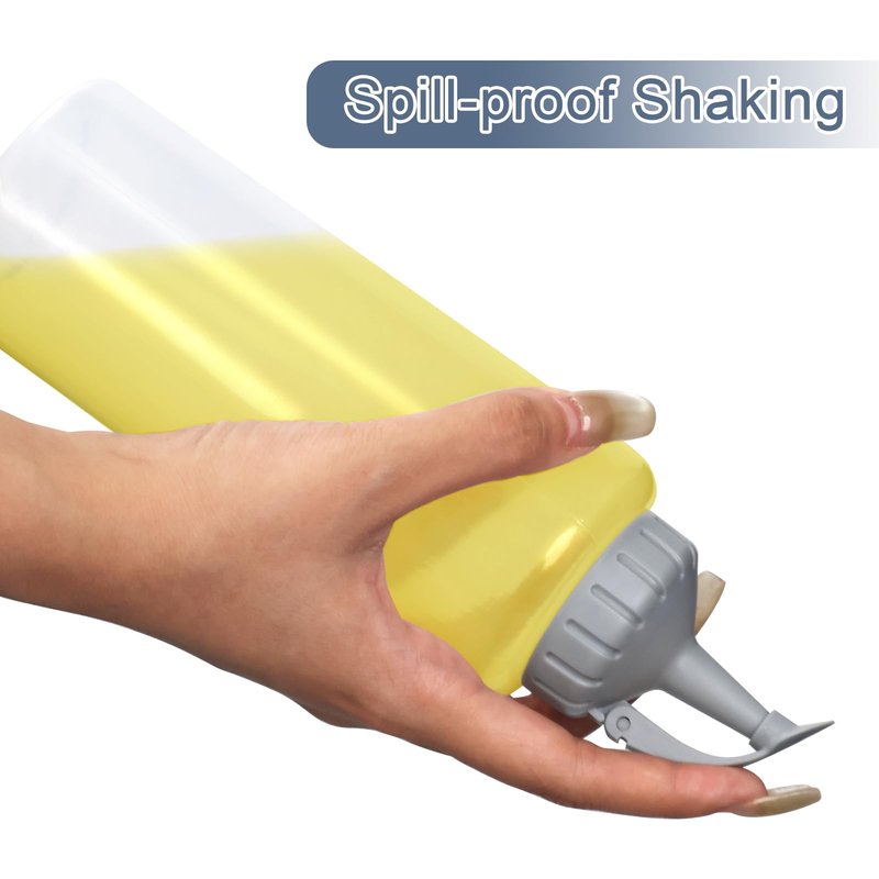 KEUYE Oil Bottle for Griddle With Twisting Lids, Griddle bottle squeeze for Sauces and Oil,Leak-proof,BPA Free Plastic,Gray,12oz(350ml),4Pack