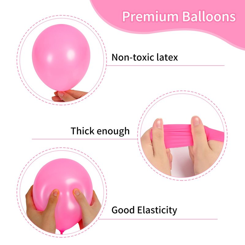 RUBFAC 129pcs Pink Balloons Different Sizes 18 12 10 5 Inches for Garland Arch, Pink Balloon for Mother's Day Valentine's Day Birthday Baby Shower Gender Reveal Wedding Party Decoration