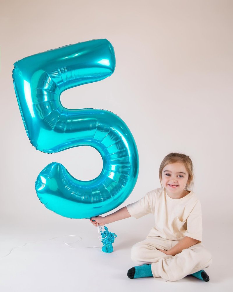 5 Balloon, Blue Number Balloons 40 Inch, 5th Birthday Balloon Decorations, Blue Party Supplies, 5 Number Balloons, Number 5 Balloon