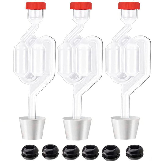3ct. Twin Bubble Airlocks Set, Airlocks for Fermenting,Air Lock Ferment for Brewing Beer Wine Homebrew for Fermenting Carboy Mason Jar with #6 Stoppers and Grommets