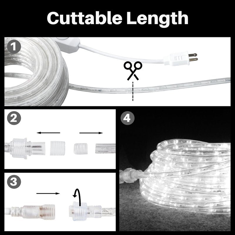 SHGPODA 66ft/20m 720 LEDs Rope Lights, Cool White Rope Light Outside, Waterproof Rope Lighting for Indoor Outdoor, Plug in Flexible Connectable Decor Lights for Garden, Patio, Pool, Bedroom (6000K)