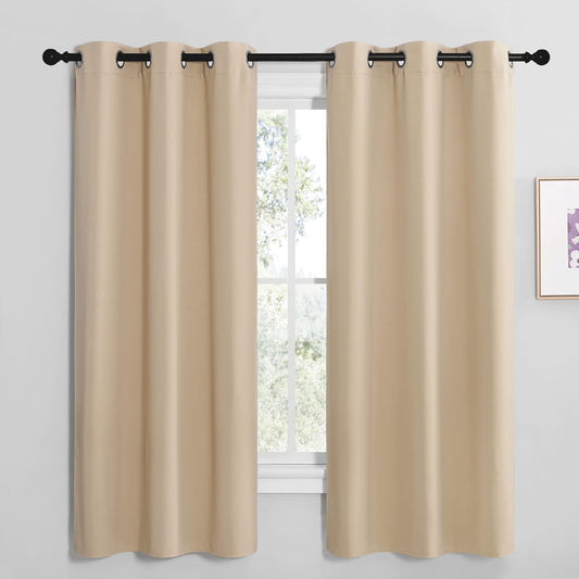 NICETOWN Room Darkening Curtain Panels - Thermal Insulated Grommet Drapes for Windows | Biscotti Beige, 2 Panels, W42 x L68-Inch